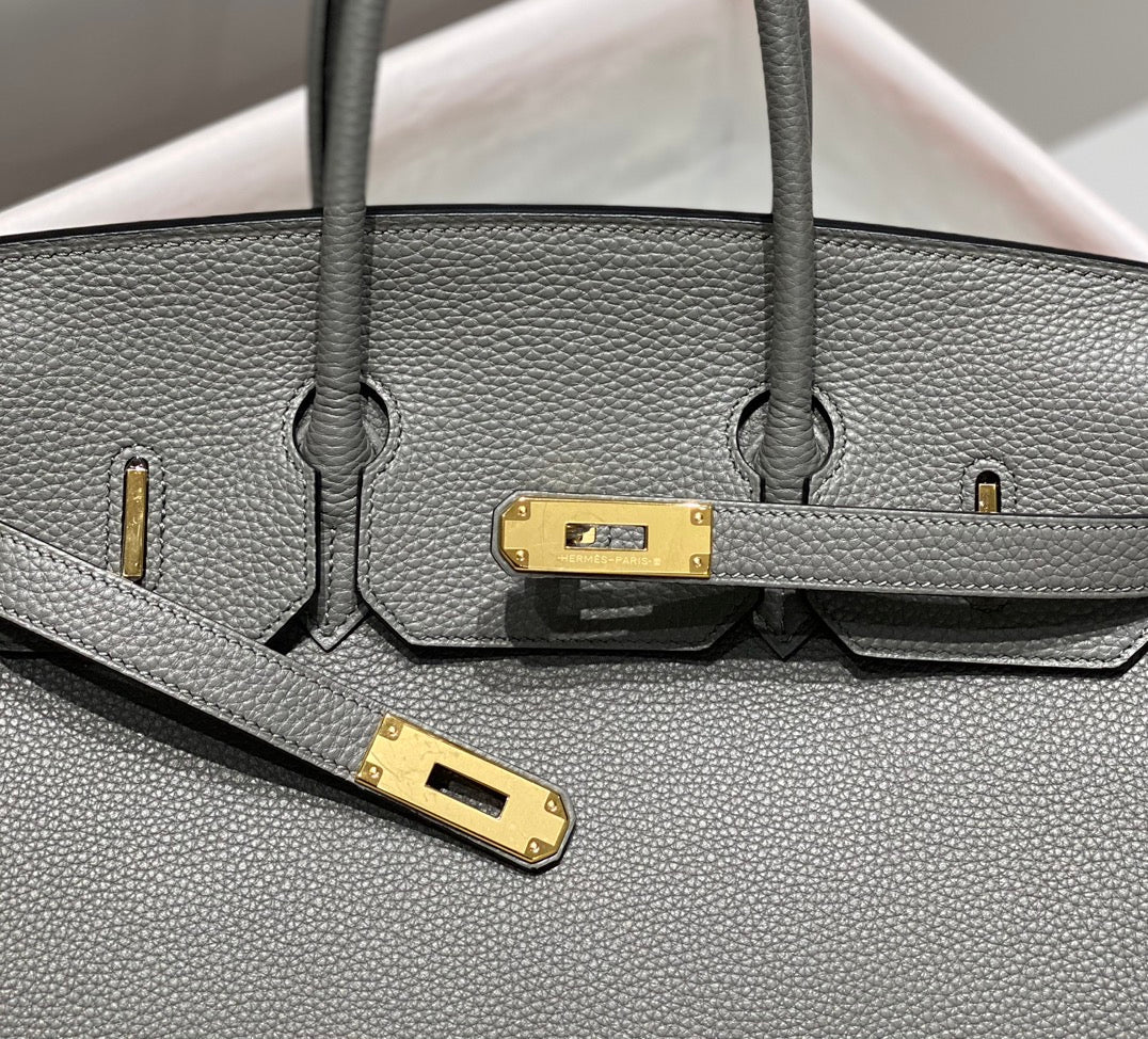 HM BIRKIN 35 CM MEDIANO GRIS TOGO PIEL HIERROS DORADOS