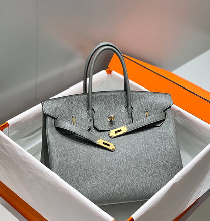 HM BIRKIN 35 CM MEDIANO GRIS TOGO PIEL HIERROS DORADOS