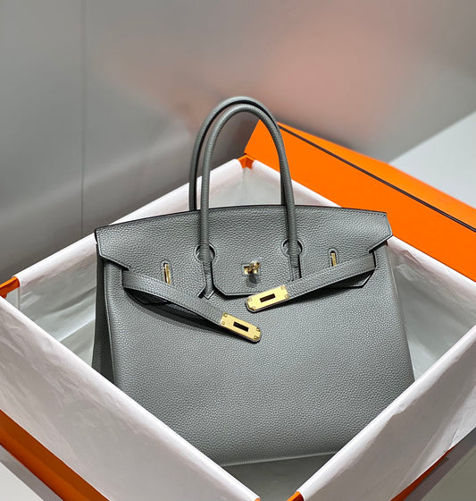HM BIRKIN 35 CM MEDIANO GRIS TOGO PIEL HIERROS DORADOS