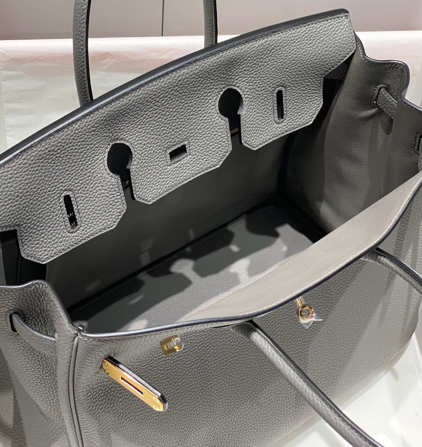HM BIRKIN 35 CM MEDIANO GRIS TOGO PIEL HIERROS DORADOS