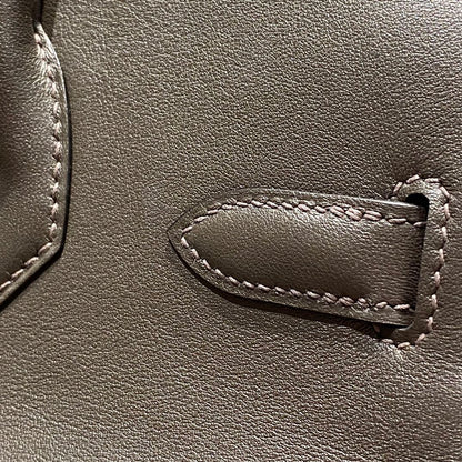 Sac à bandoulière HM Birkin 29 en cuir noir chocolat 222332