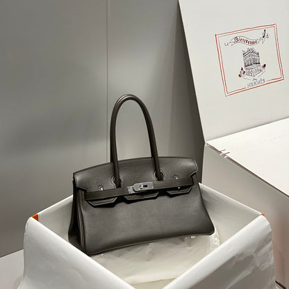 Sac à bandoulière HM Birkin 29 en cuir noir chocolat 222332