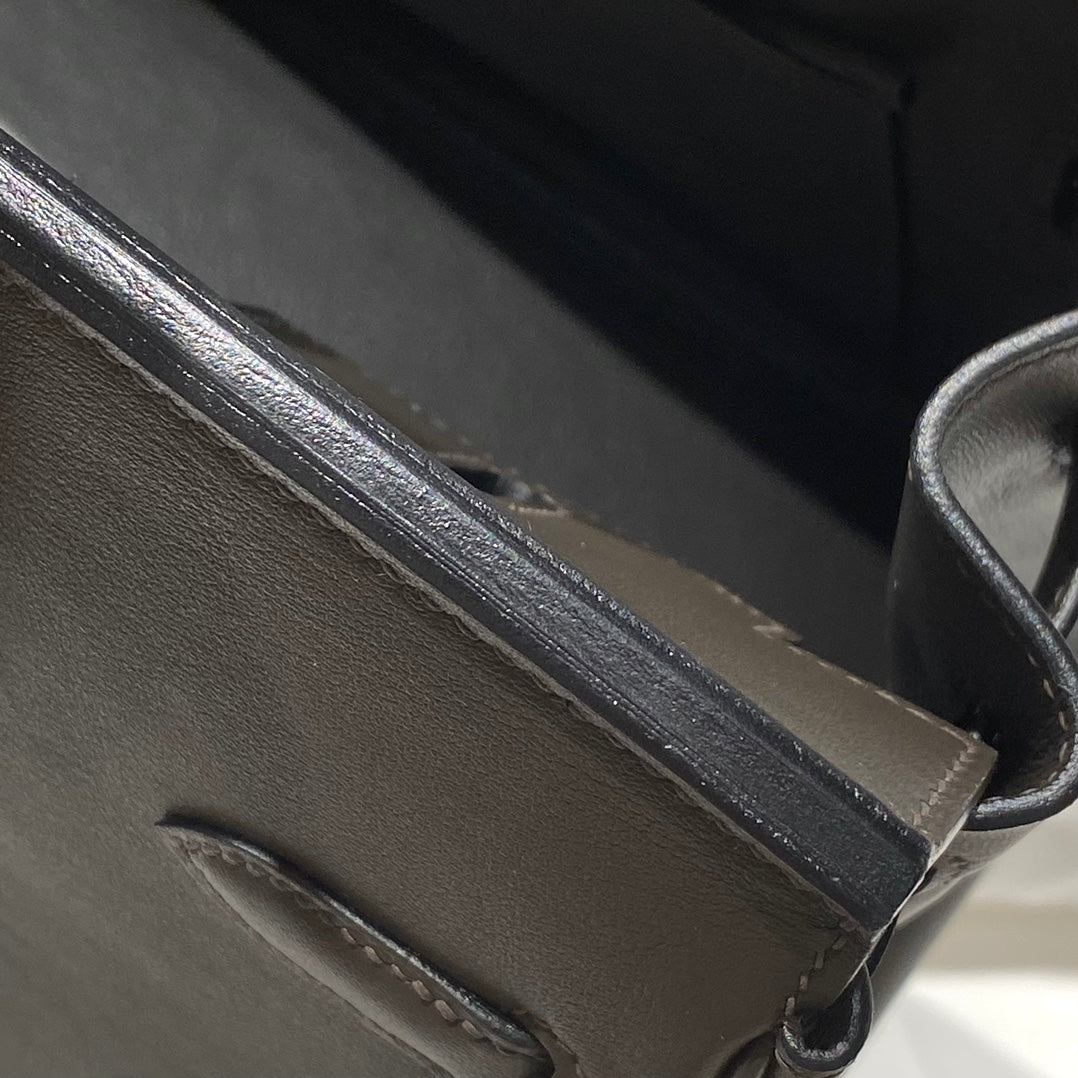 Sac à bandoulière HM Birkin 29 en cuir noir chocolat 222332
