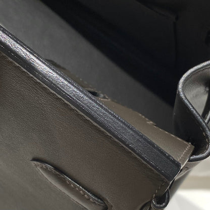 Sac à bandoulière HM Birkin 29 en cuir noir chocolat 222332