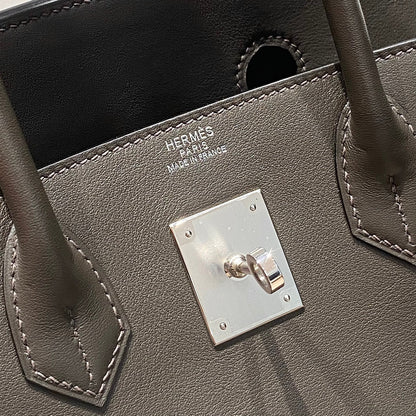 Sac à bandoulière HM Birkin 29 en cuir noir chocolat 222332
