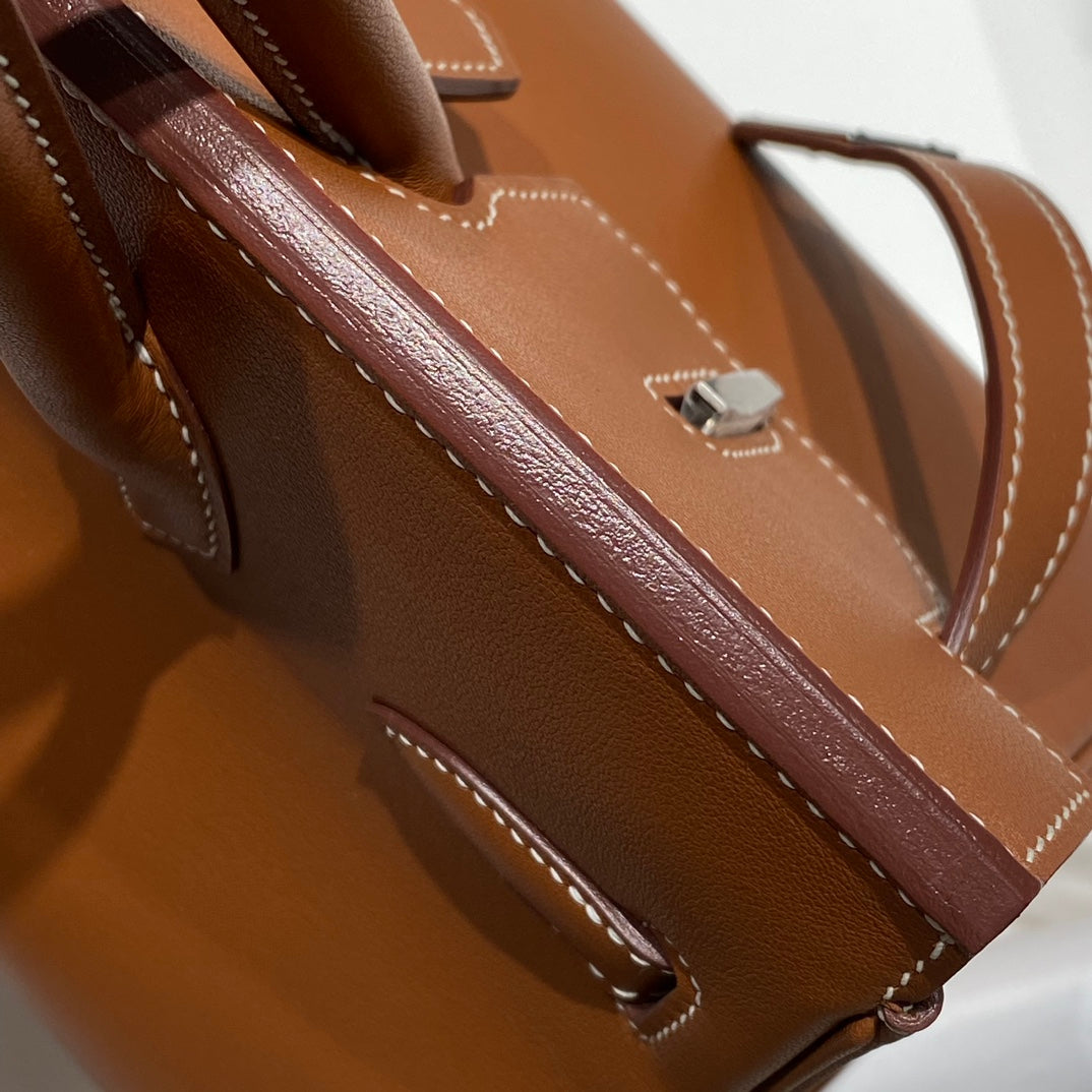 Bolso de hombro HM Birkin 29 Yam de piel naranja 222354
