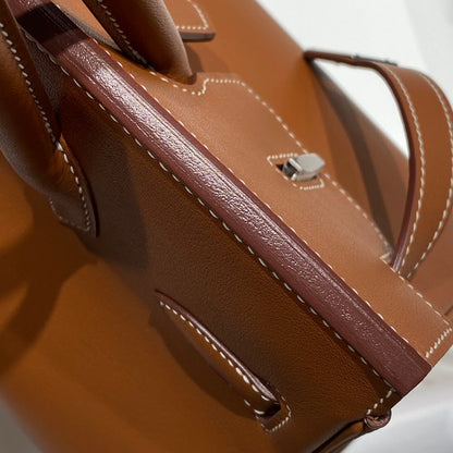 Bolso de hombro HM Birkin 29 Yam de piel naranja 222354
