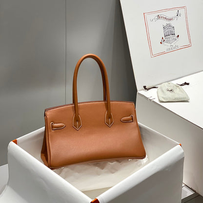 Bolso de hombro HM Birkin 29 Yam de piel naranja 222354