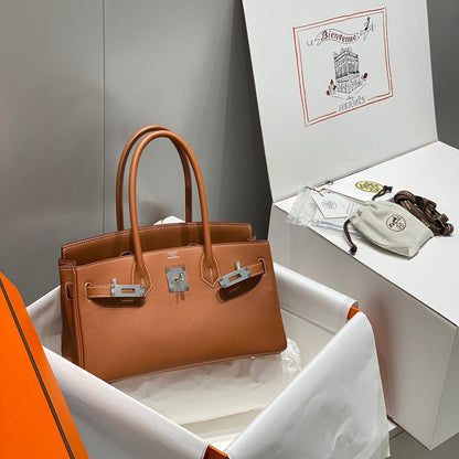 Bolso de hombro HM Birkin 29 Yam de piel naranja 222354