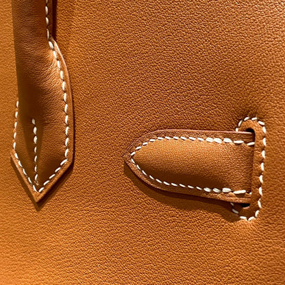 Bolso de hombro HM Birkin 29 Yam de piel naranja 222354