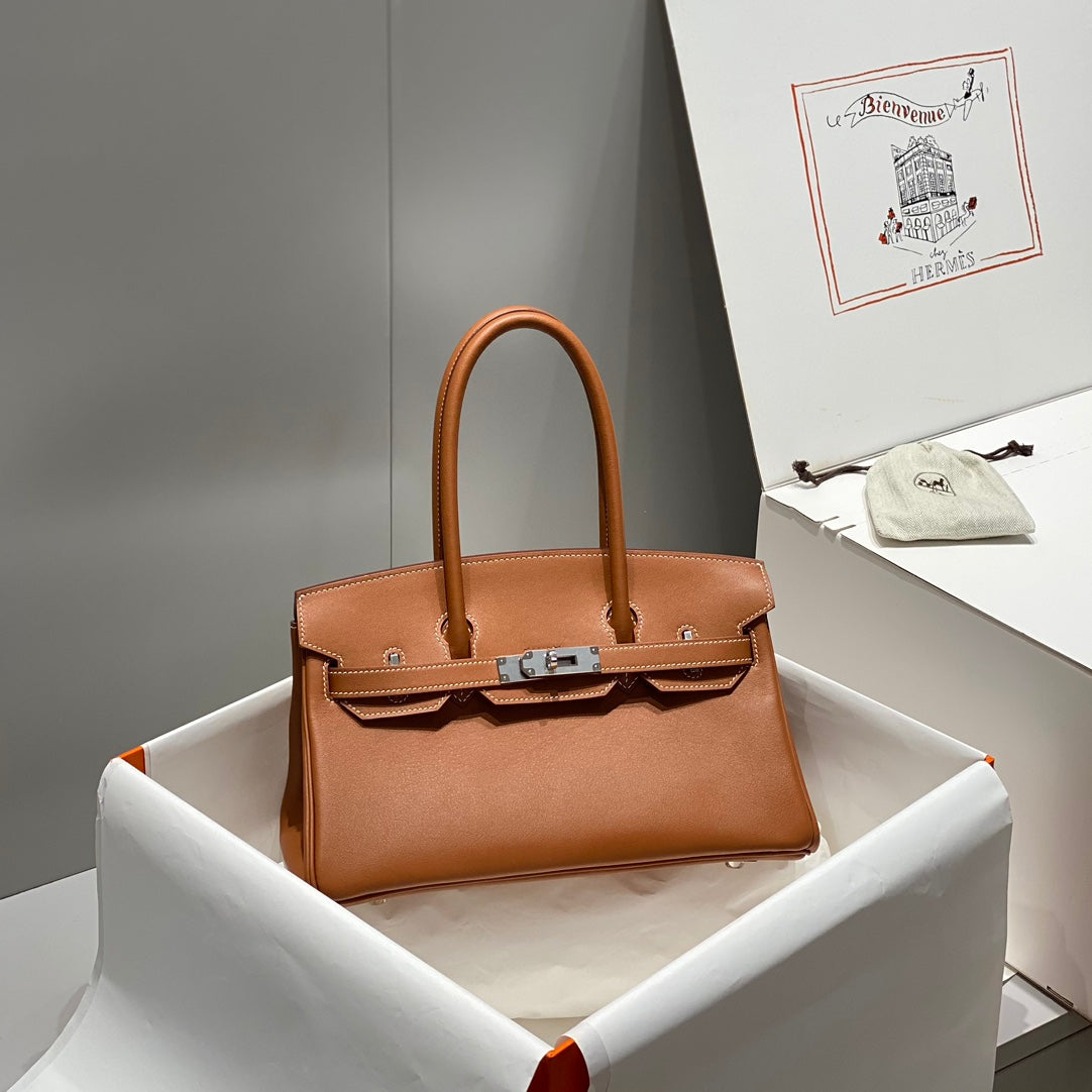 Bolso de hombro HM Birkin 29 Yam de piel naranja 222354