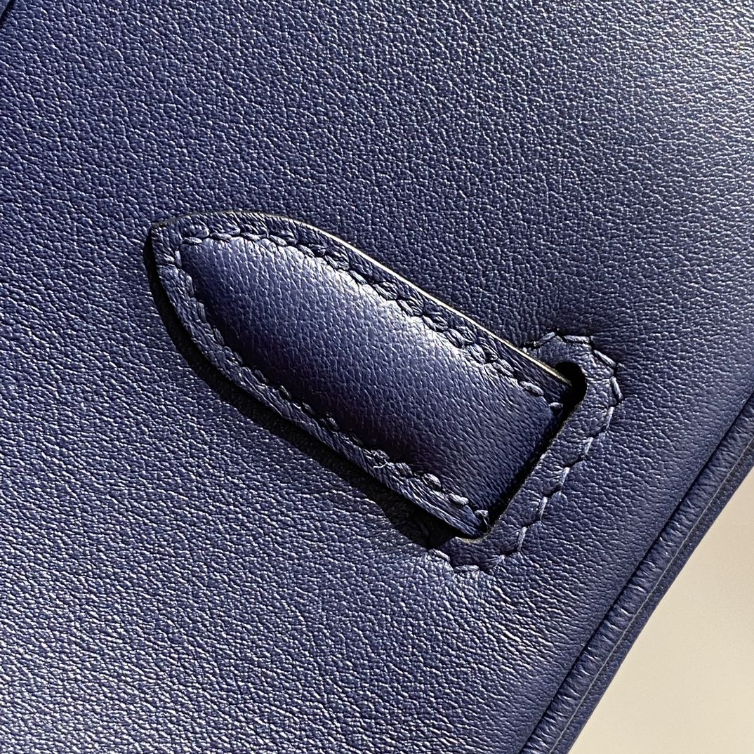 Bolso de hombro HM Birkin 29 azul marino cuero marrón 222344