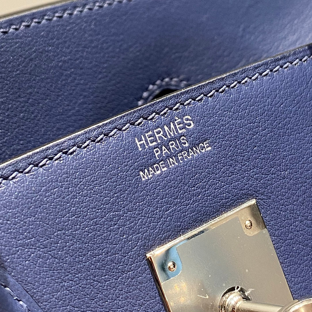 Bolso de hombro HM Birkin 29 azul marino cuero marrón 222344
