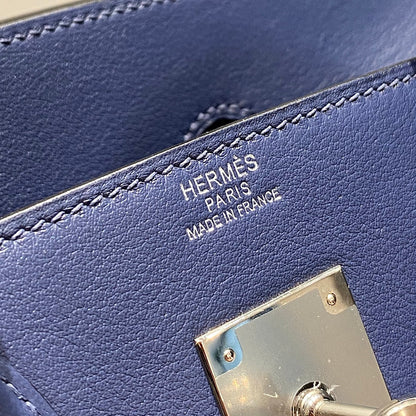Bolso de hombro HM Birkin 29 azul marino cuero marrón 222344