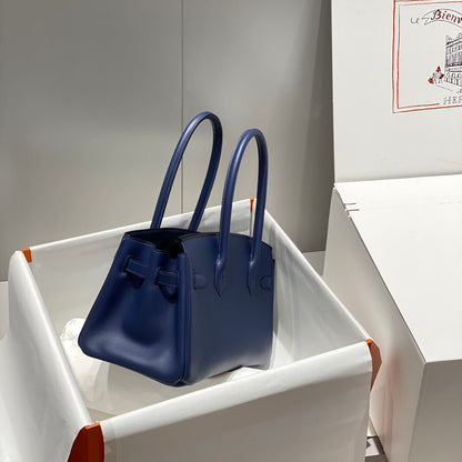 Bolso de hombro HM Birkin 29 azul marino cuero marrón 222344