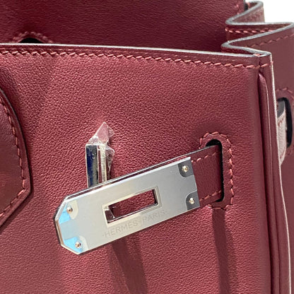 Bolso de hombro HM Birkin 29, color vino tinto y marrón, piel 222339