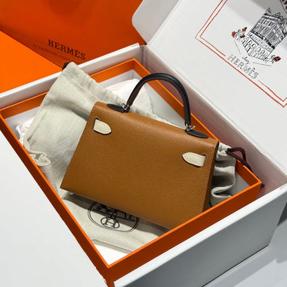 HM Mini Kelly 19 Golden Brown mix Black Epsom 243107