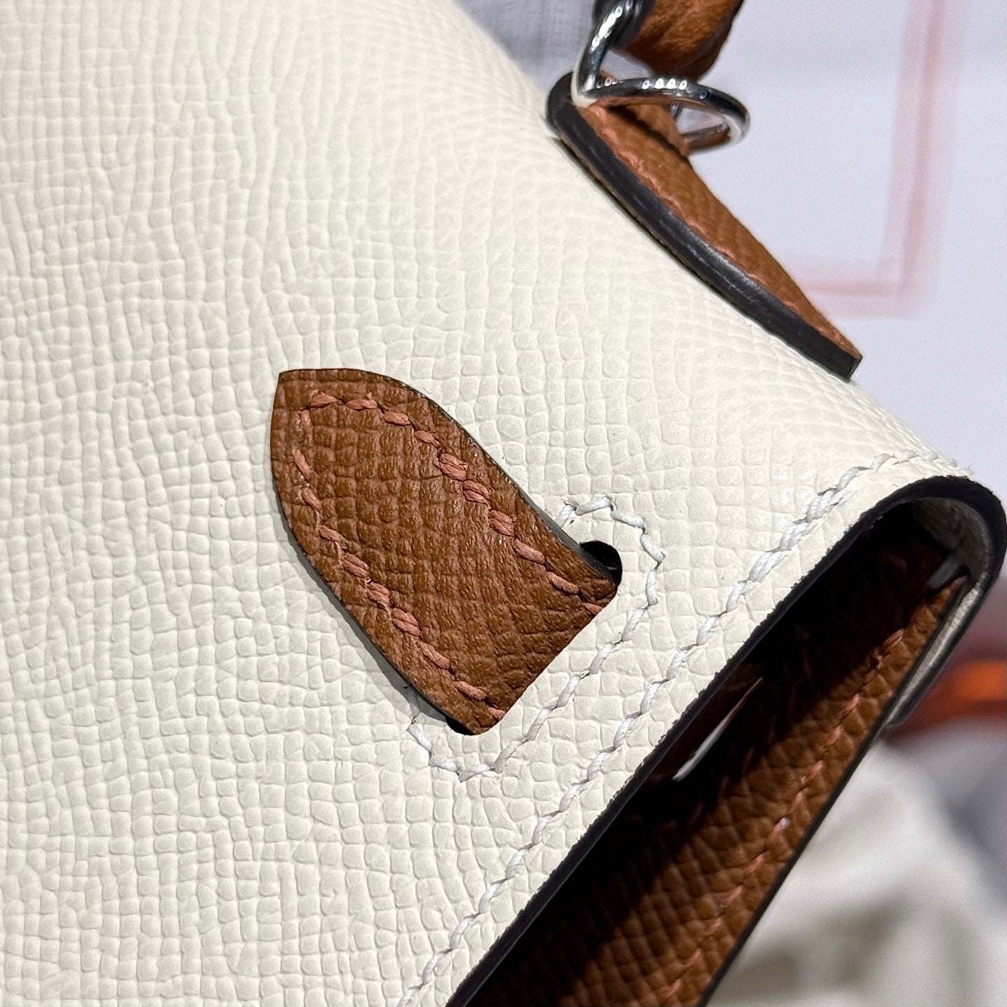 HM Mini Kelly 19 Beige mezcla Chocolate Epsom 243112