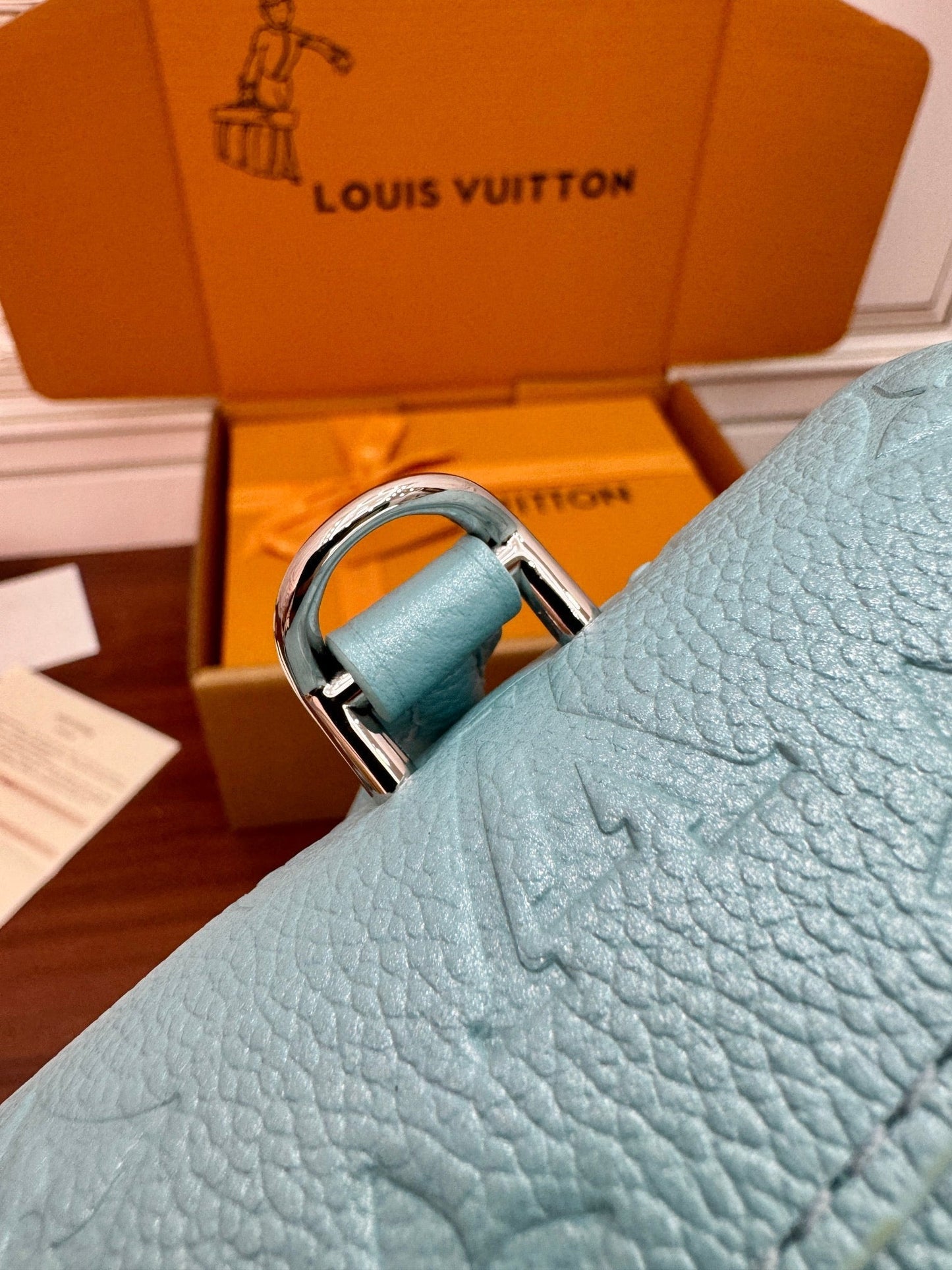 Nano Madeleine 21cm Azur Frost Grained Cowhide Leather