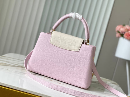 Capucines mm 31,5 piel taurillon rosa con herrajes dorados