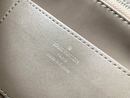 CAPUCINES GM 38CM LONA BEIGE PIEL DE BECERRO MARRÓN