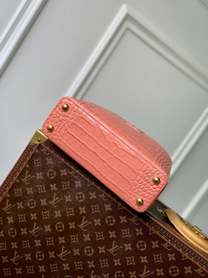CAPUCINES BB 27 PINK ORANGE TAURILLON GOLD HARDWARE