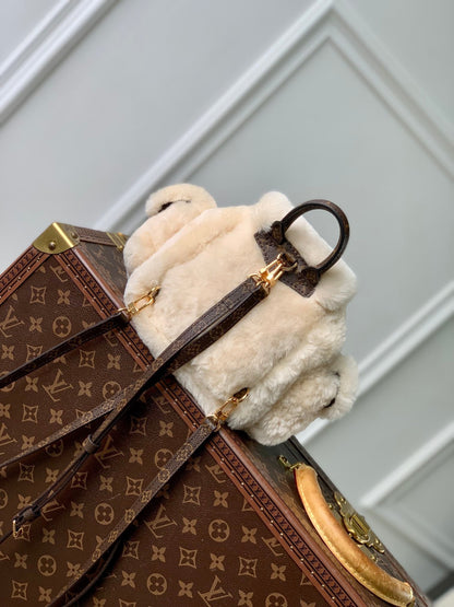 Lv Nano Teddy 25 Brown Monogram Wool