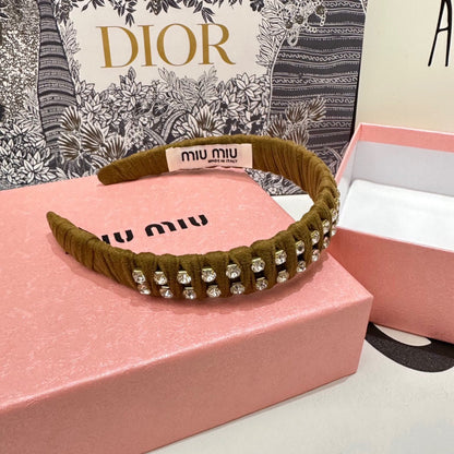 DIADEMA DE FIELTRO MARRÓN LAGARTO CON DECORACIÓN DE DIAMANTES 230831