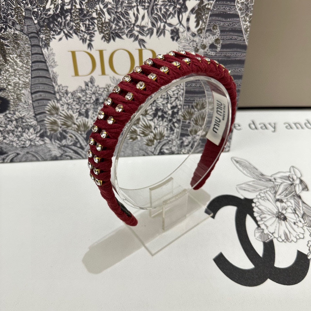 DIADEMA DE FIELTRO ROJO CON DECORACIÓN DE DIAMANTES 230832