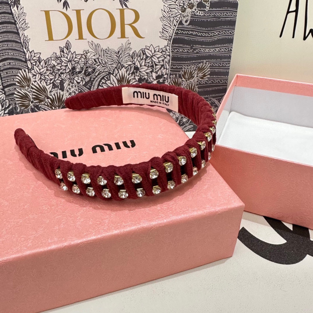 DIADEMA DE FIELTRO ROJO CON DECORACIÓN DE DIAMANTES 230832