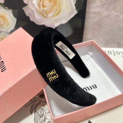 DIADEMA DE TELA FELPA NEGRA 423599