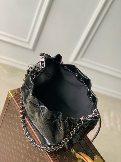 NO¨¦ TRUNK PM 23 IN BLACK COUSSIN SILVER HARDWARE