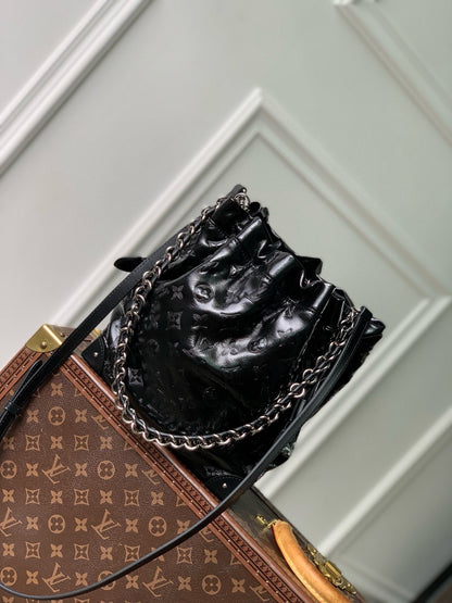 NO¨¦ TRUNK PM 23 IN BLACK COUSSIN SILVER HARDWARE