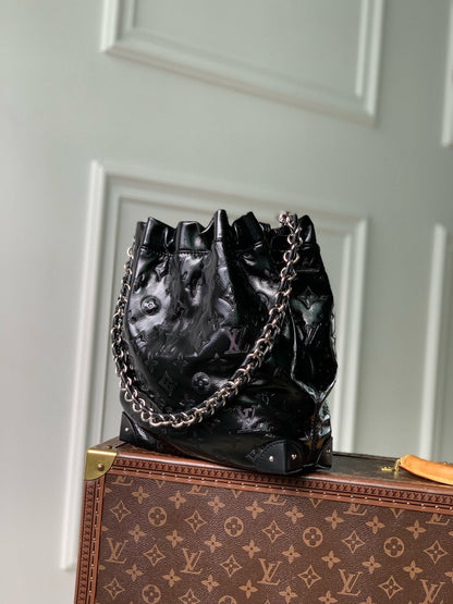 NO¨¦ TRUNK PM 23 IN BLACK COUSSIN SILVER HARDWARE