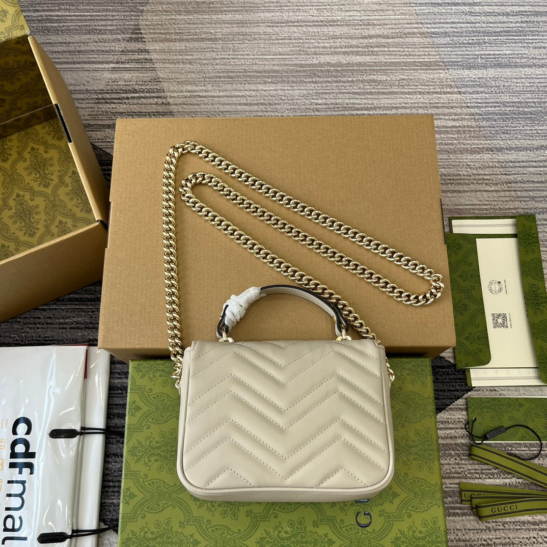 BOLSO MINI GG MARMONT 13 DE ASA SUPERIOR DE PIEL DE BECERRO BLANCA