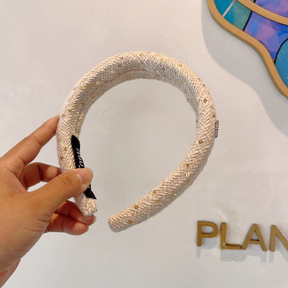 DIADEMA GRUESA DE TWEED BLANCO CON LENTEJUELAS 406046