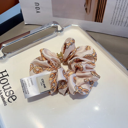 Chouchou en tissu froissé blanc mélangé doré clair 417306