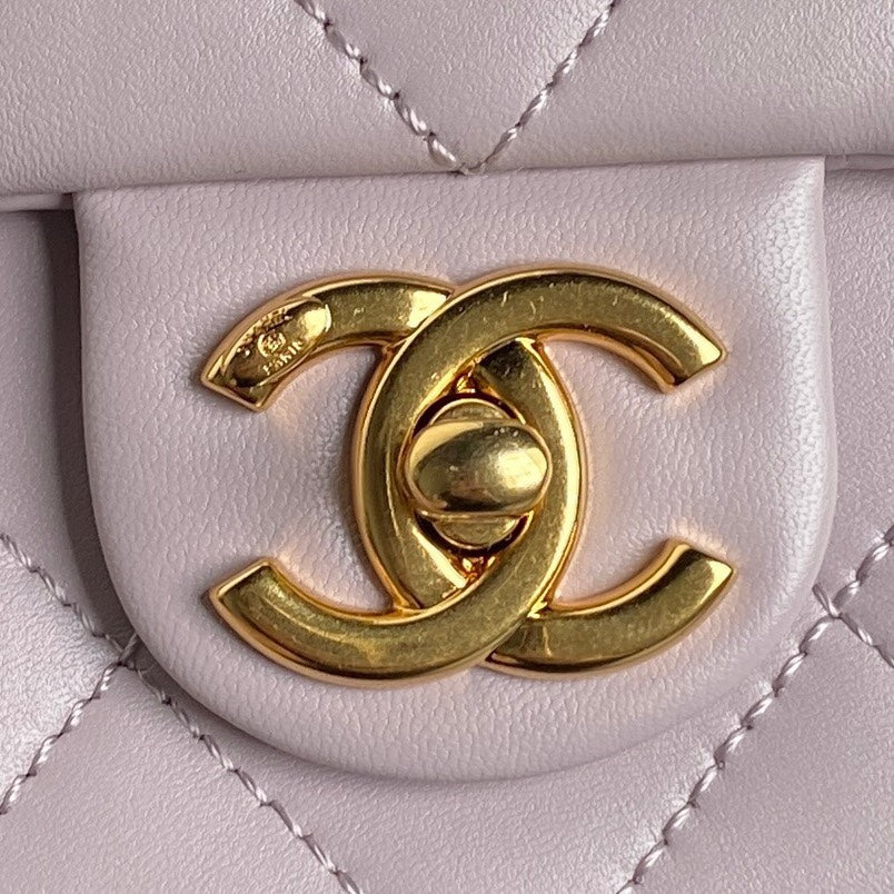 CC 24K Mini Flap Bag 21cm Light Violet Lambskin Gold Hardware