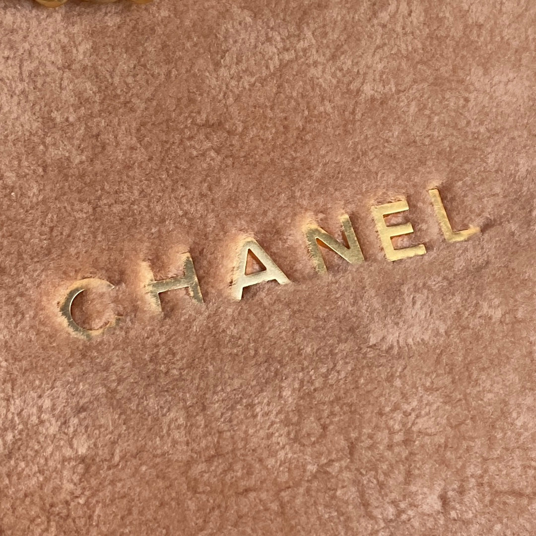 Bolso Hobo 22 CC 24K de 39 cm, de lana y piel marrón 