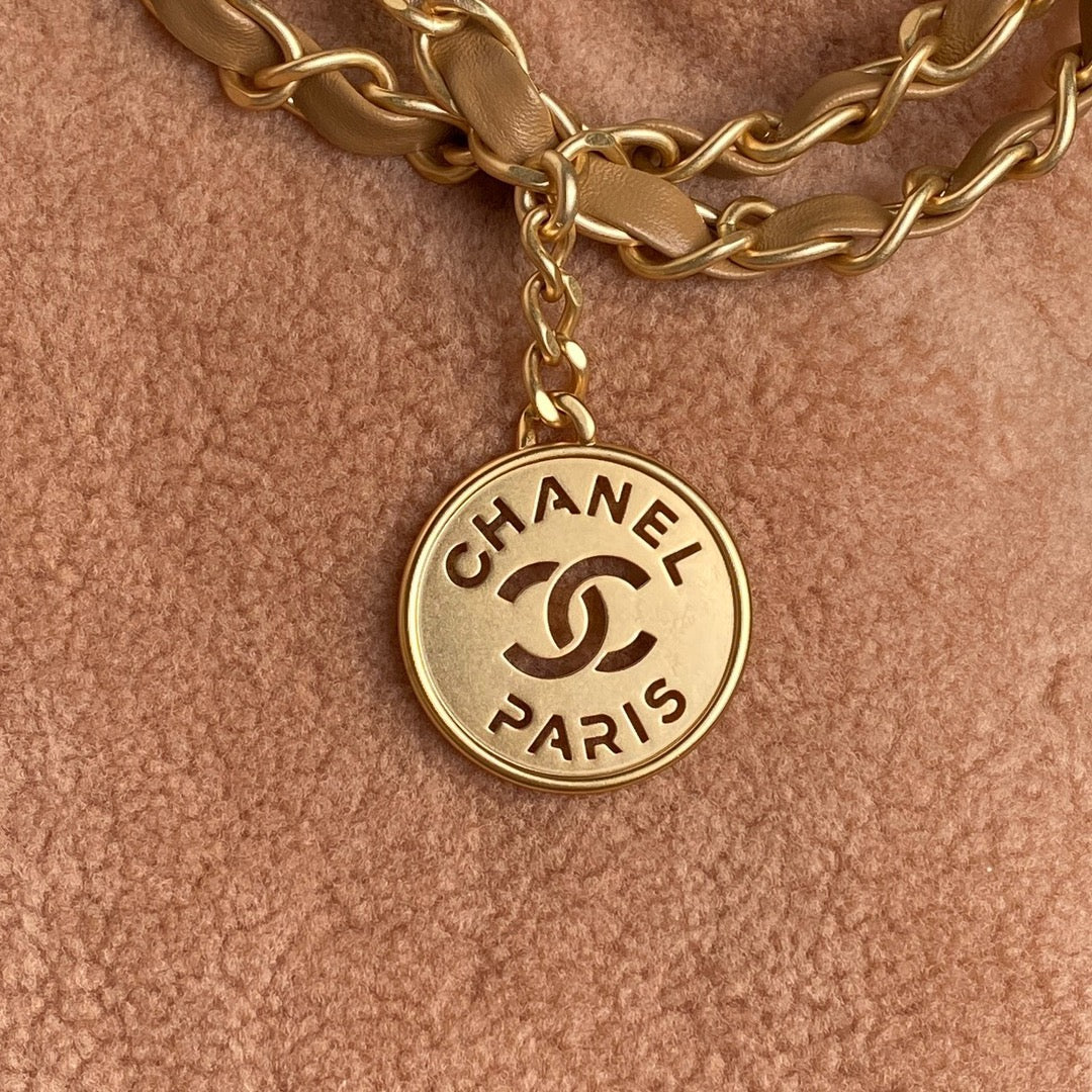 Bolso Hobo 22 CC 24K de 35 cm de lana marrón 