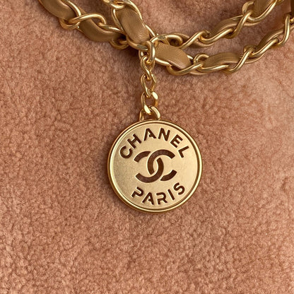 Bolso Hobo 22 CC 24K de 35 cm de lana marrón 