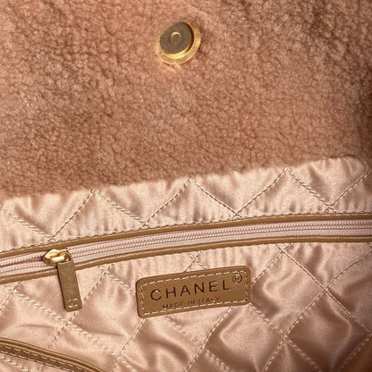 Bolso Hobo 22 CC 24K de 35 cm de lana marrón 