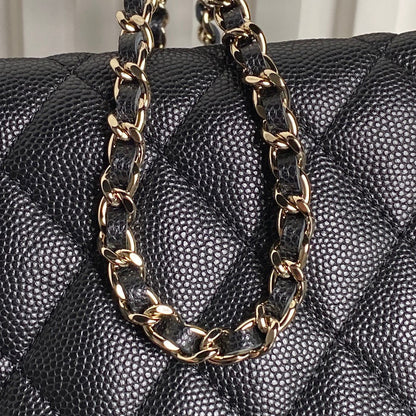 Bolso Hobo CC 25C de 21,5 cm con asa superior en piel de becerro granulada negra