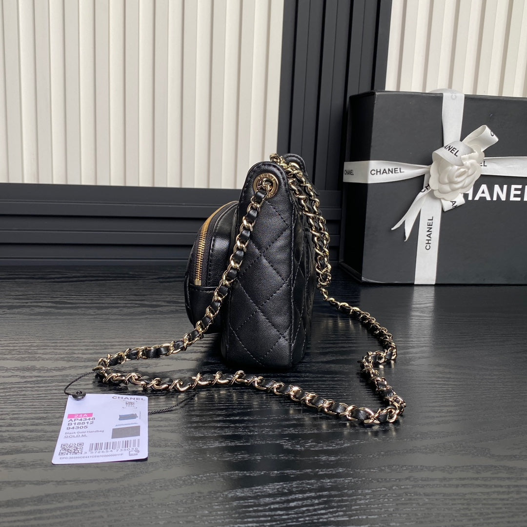 CC 25C Clutch con correa 21cm Piel de becerro negra