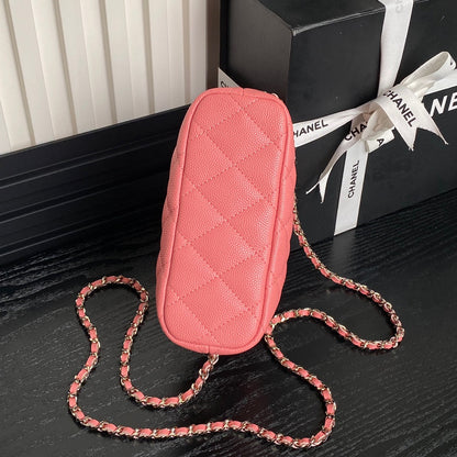 Bolso Hobo CC 25C de 21,5 cm con asa superior en piel de becerro granulada rosa oscuro