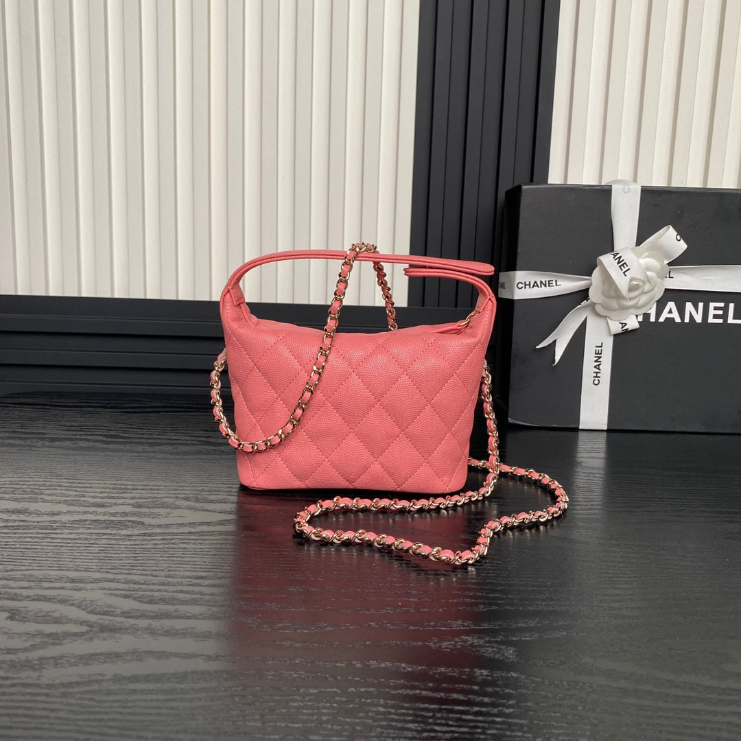 Bolso Hobo CC 25C de 21,5 cm con asa superior en piel de becerro granulada rosa oscuro