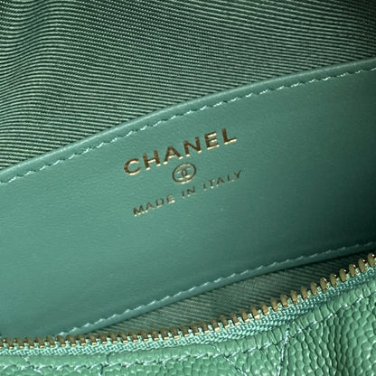 Bolso Hobo CC 25C de 21,5 cm con asa superior en piel de becerro granulada verde oscuro