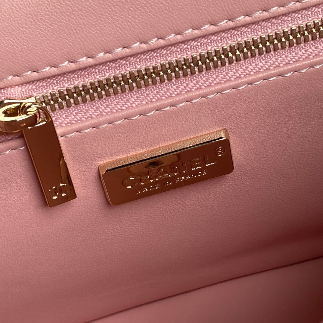 Bolso con solapa CC 24K de 20 cm con lentejuelas rosas 