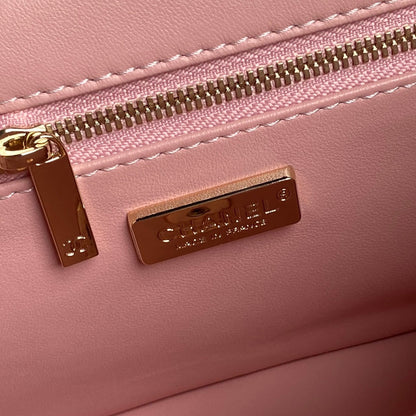 Bolso con solapa CC 24K de 20 cm con lentejuelas rosas 