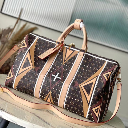 KEEPALL BANDOULI¨¨RE 50 EN LONA CON MONOGRAMA Y PATRÓN DE PARFLECHE